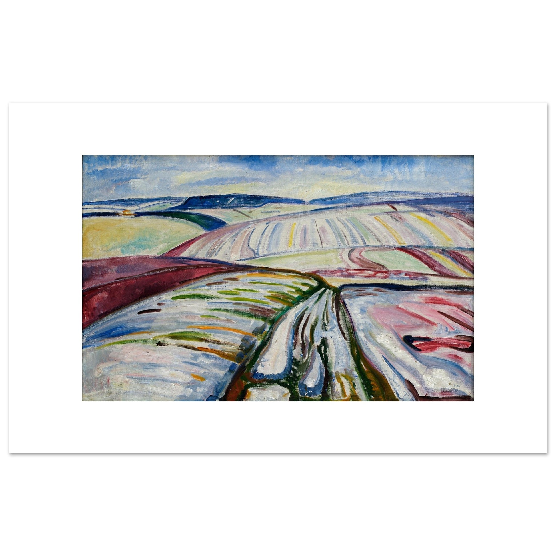 EDVARD MUNCH - FIELD IN SNOW (1907) - CLASSIC MATTE POSTER 