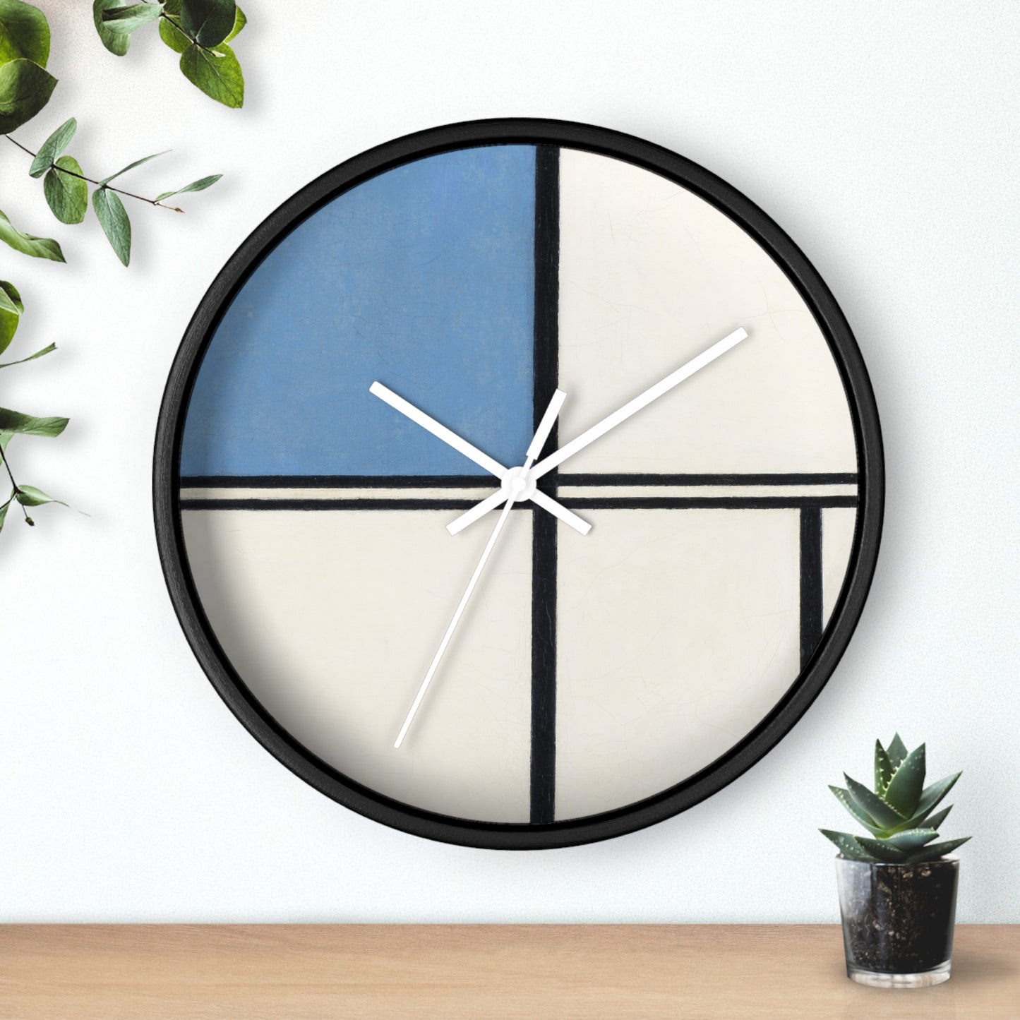 PIET MONDRIAN - COMPOSITION WITH BLUE AND RED - WOODEN WALL ART CLOCK