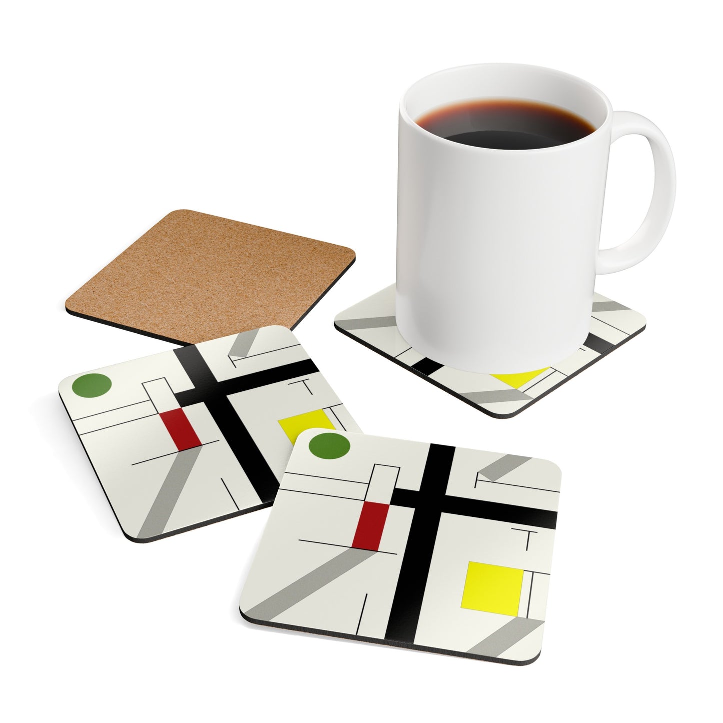 MYRIAM THYES - FOUR IRREGULAR SPACES (2017) - CORKWOOD COASTER SET