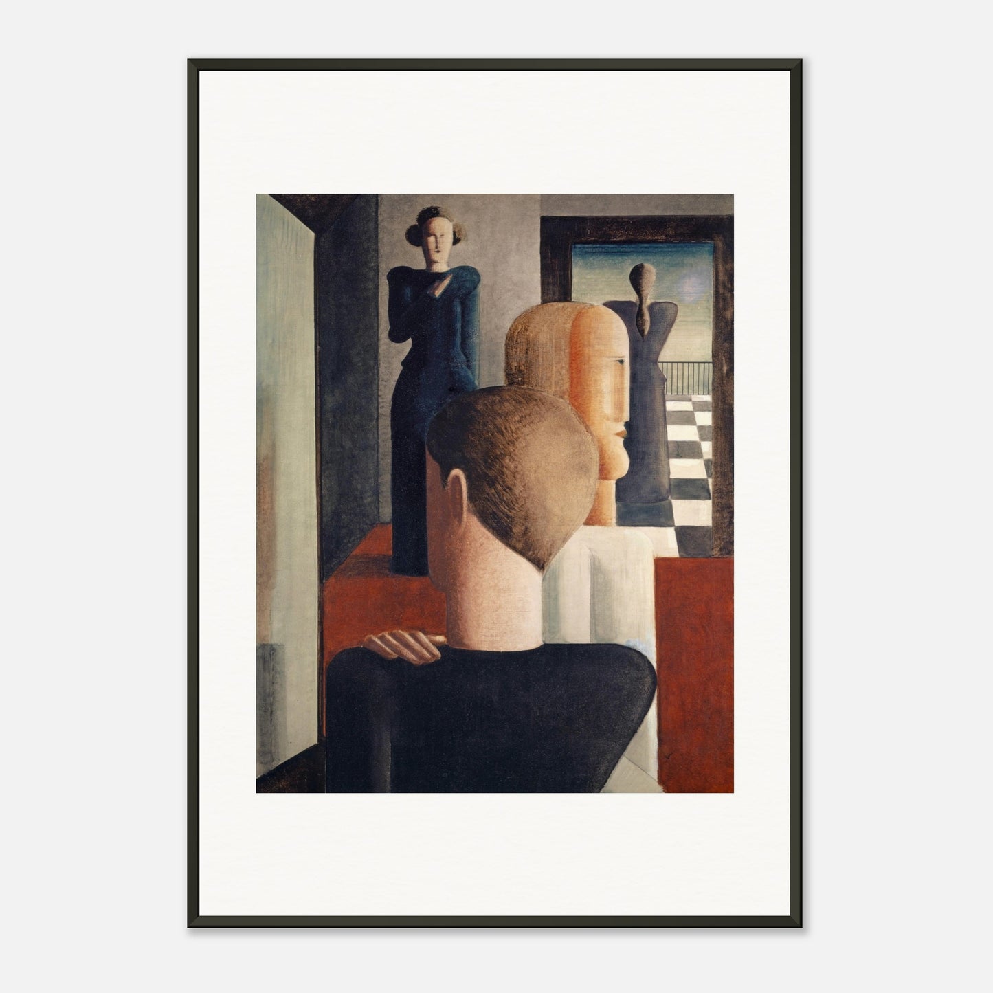 OSKAR SCHLEMMER - FIVE FIGURES IN SPACE (1925) - MUSEUM MATTE POSTER IN METAL FRAME