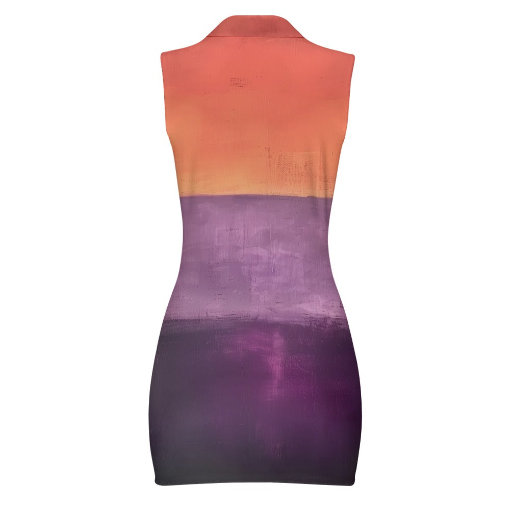 MARK ROTHKO - ABSTRACT - SHORT SLEEVE DRESS WITH A ZIPPER