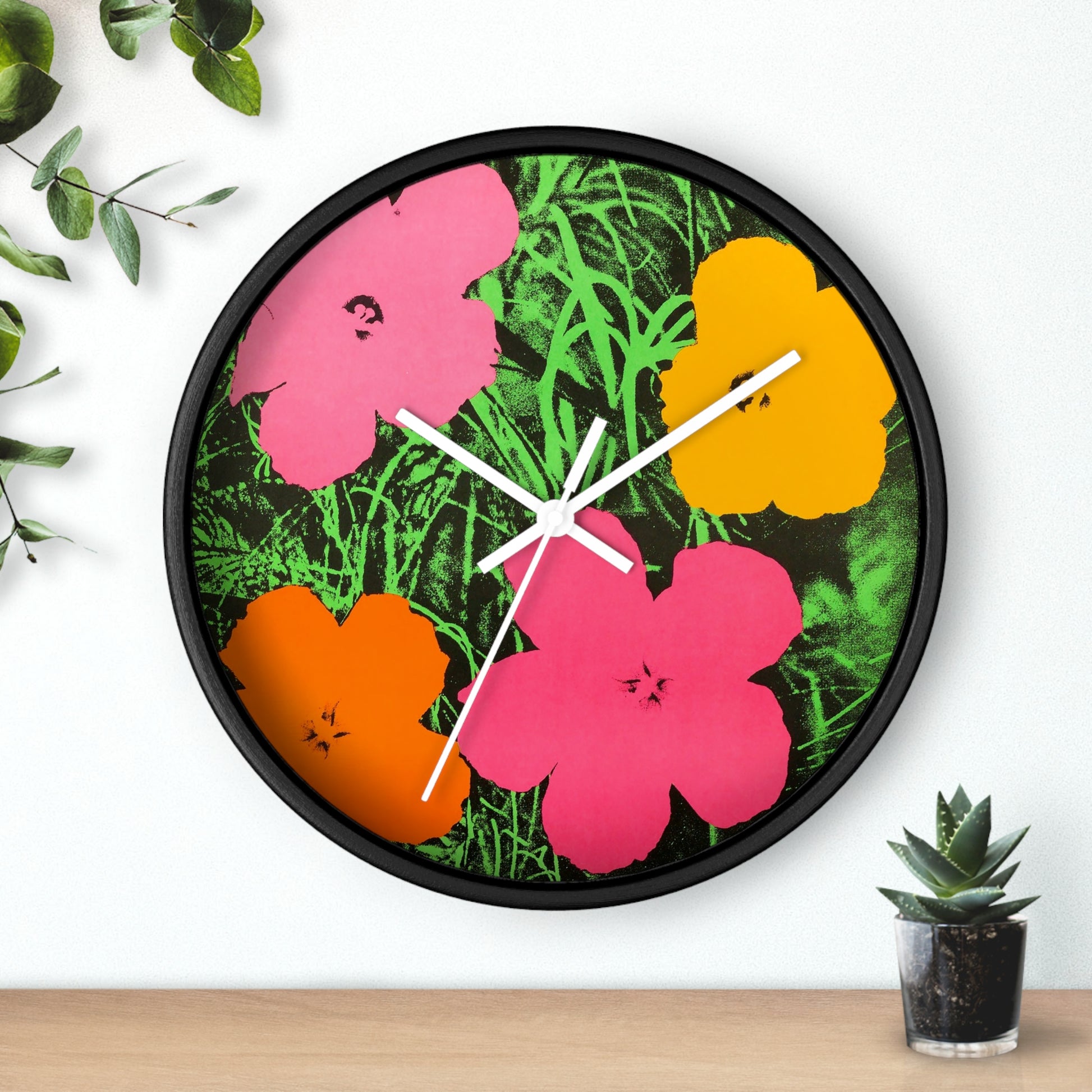 ANDY WARHOL - FLOWERS - WOODEN ART WALL CLOCK - AMAZING!