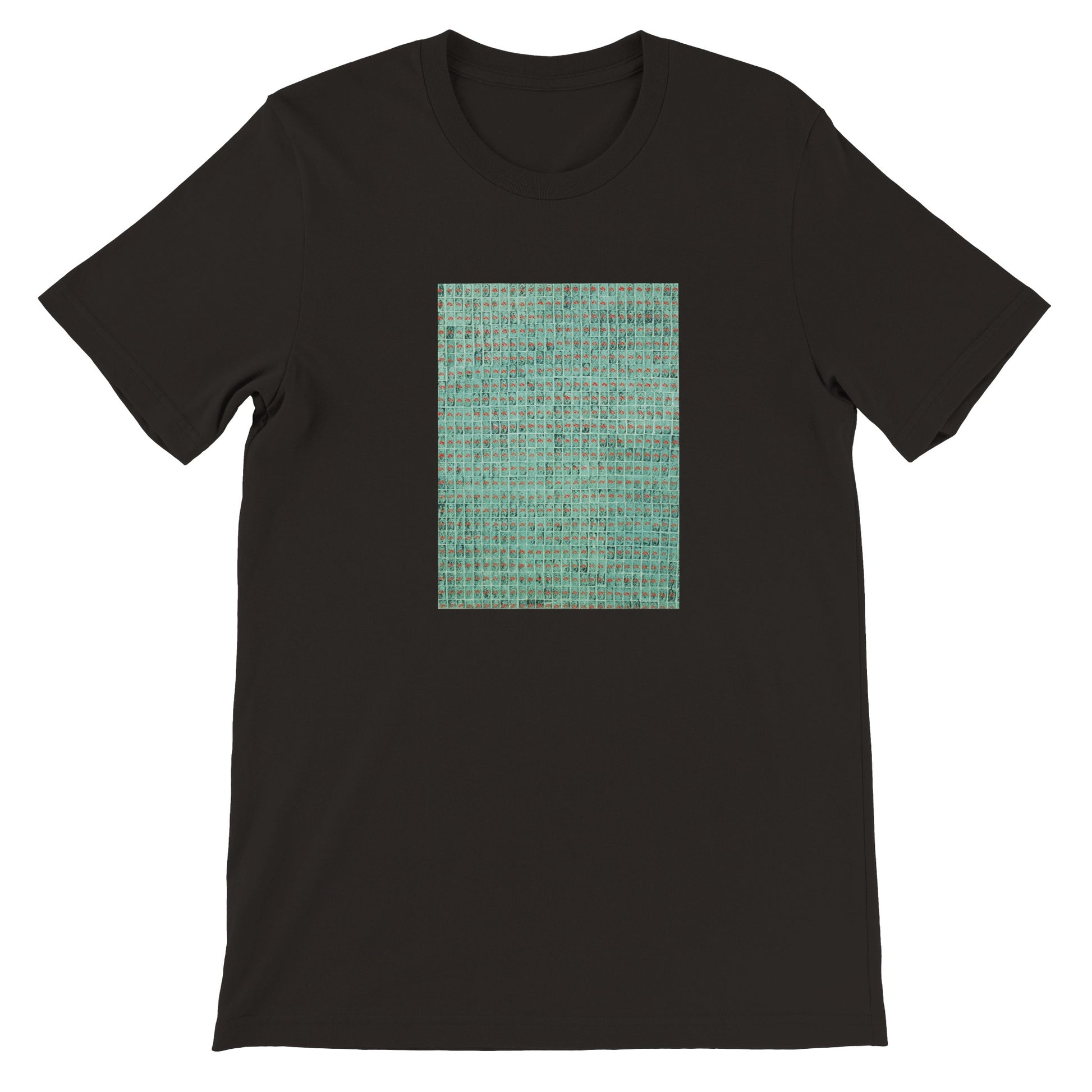 a black t - shirt with a green background