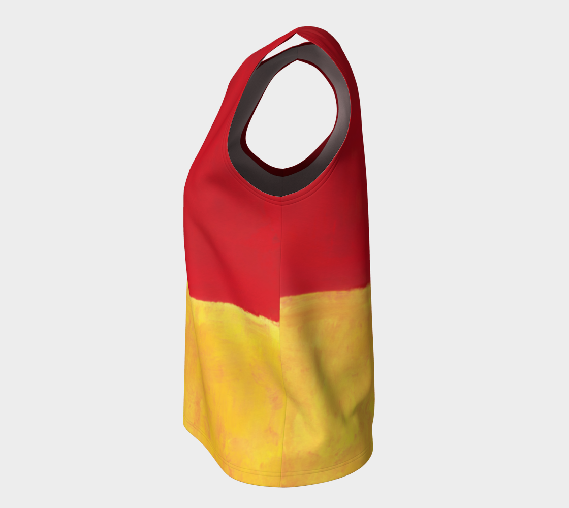 a red and yellow bag with a black handle