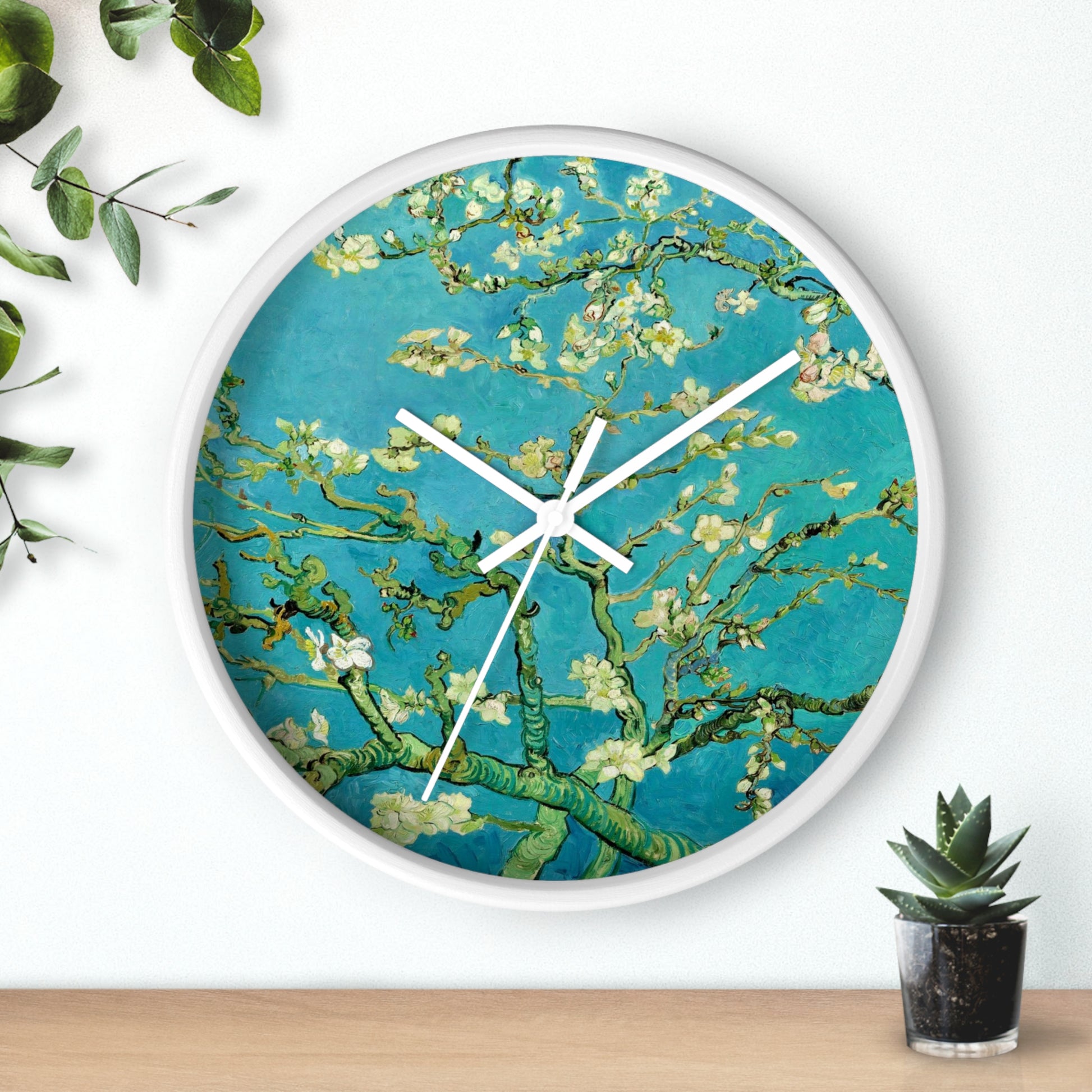 VINCENT VAN GOGH - ALMOND BLOSSOMS - WOODEN WALL CLOCK 