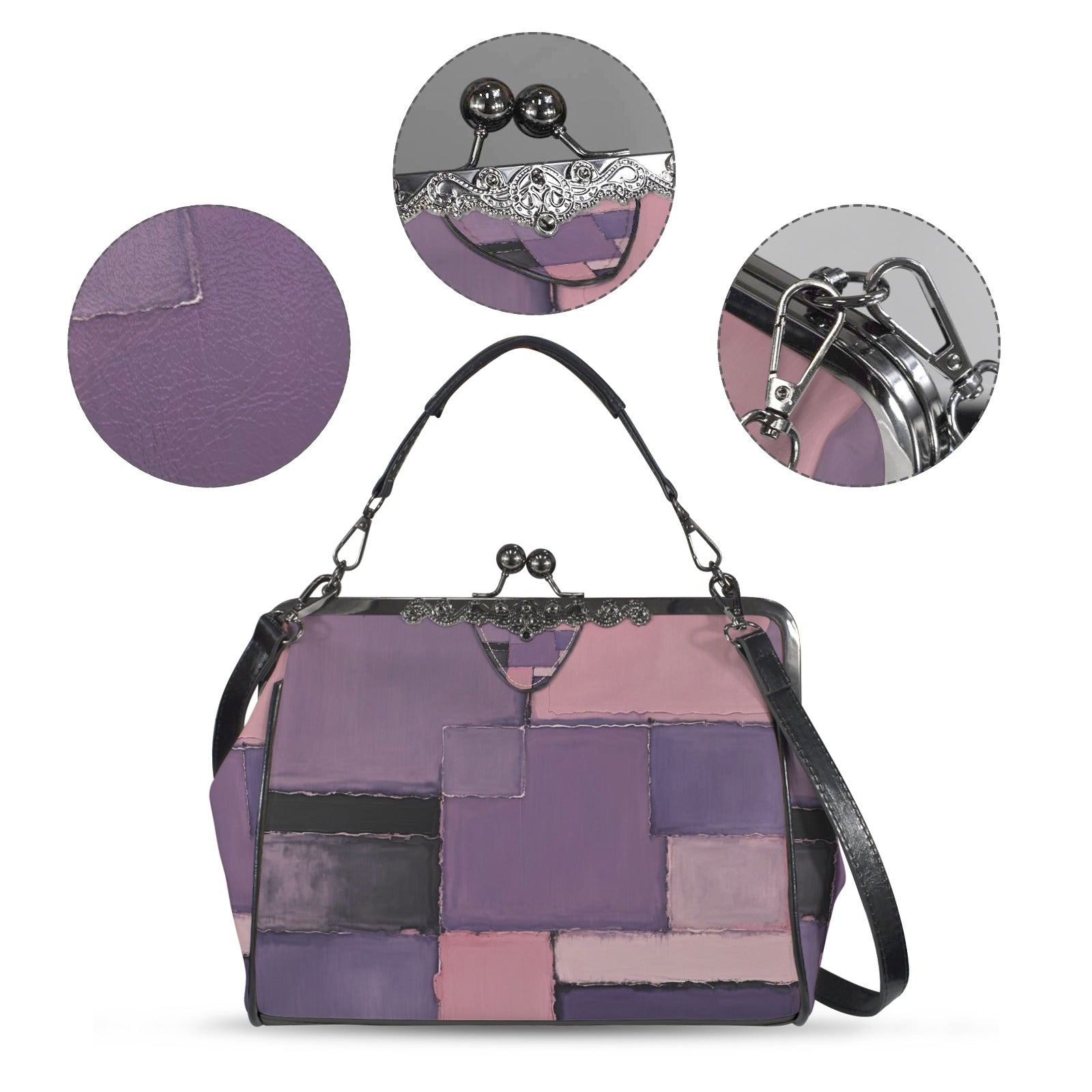 MARK ROTHKO INSPIRED - ABSTRACT - KISS LOCK CROSSBODY SHOULDER BAG