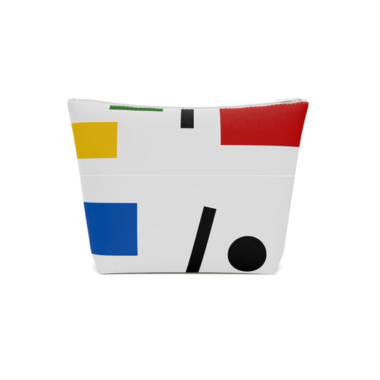 a white bag with a multicolored design on it