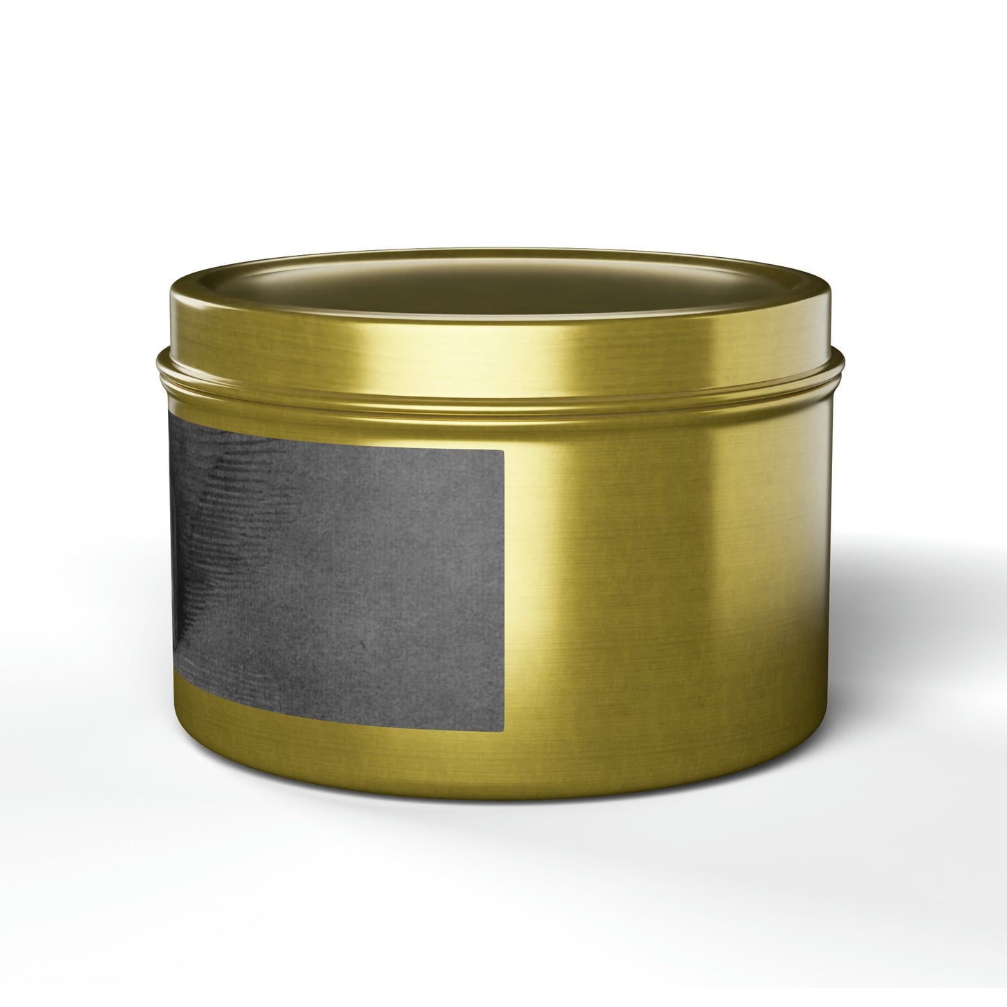 a tin can with a black and grey stripe on it