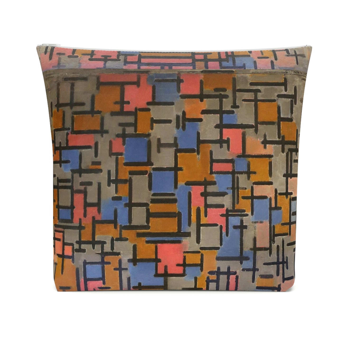 a square pillow with a multicolored pattern on it