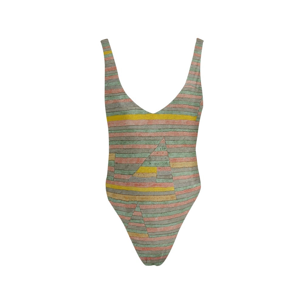 PAUL KLEE - MONUMENTS AT G - HALTER STRAPS BACKLESS SWIMSUIT