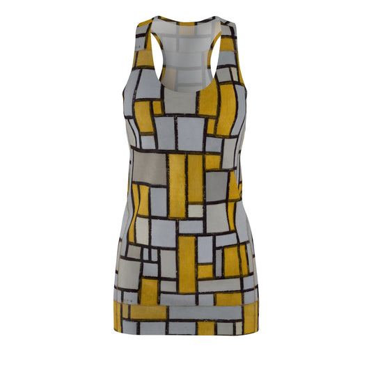 PIET MONDRIAN - COMPOSITION WITH GRID No. 1 - CUT & SEW RACERBACK DRESS