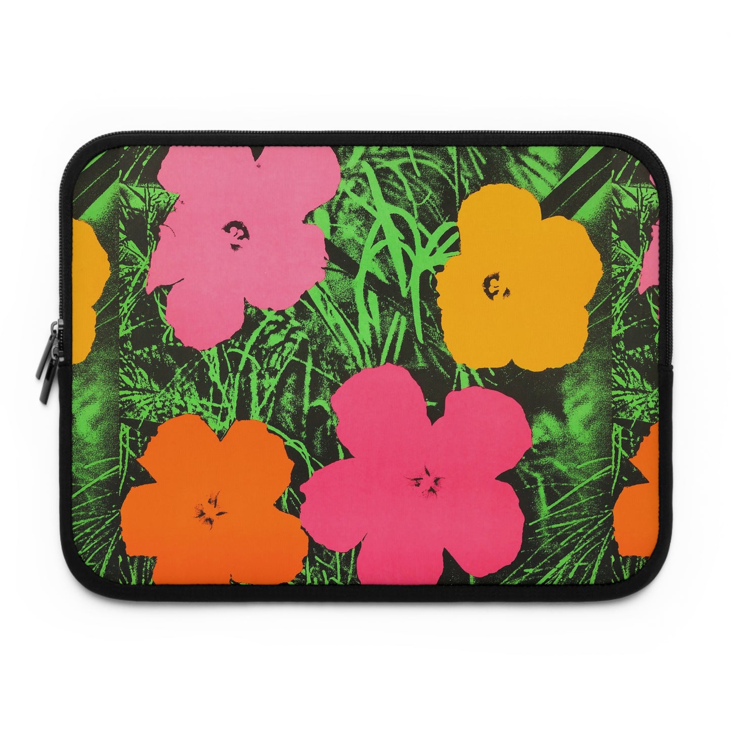 a laptop case with flowers on it