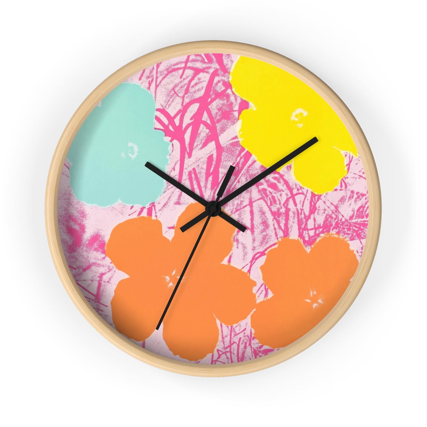 a clock with a painting of flowers on it