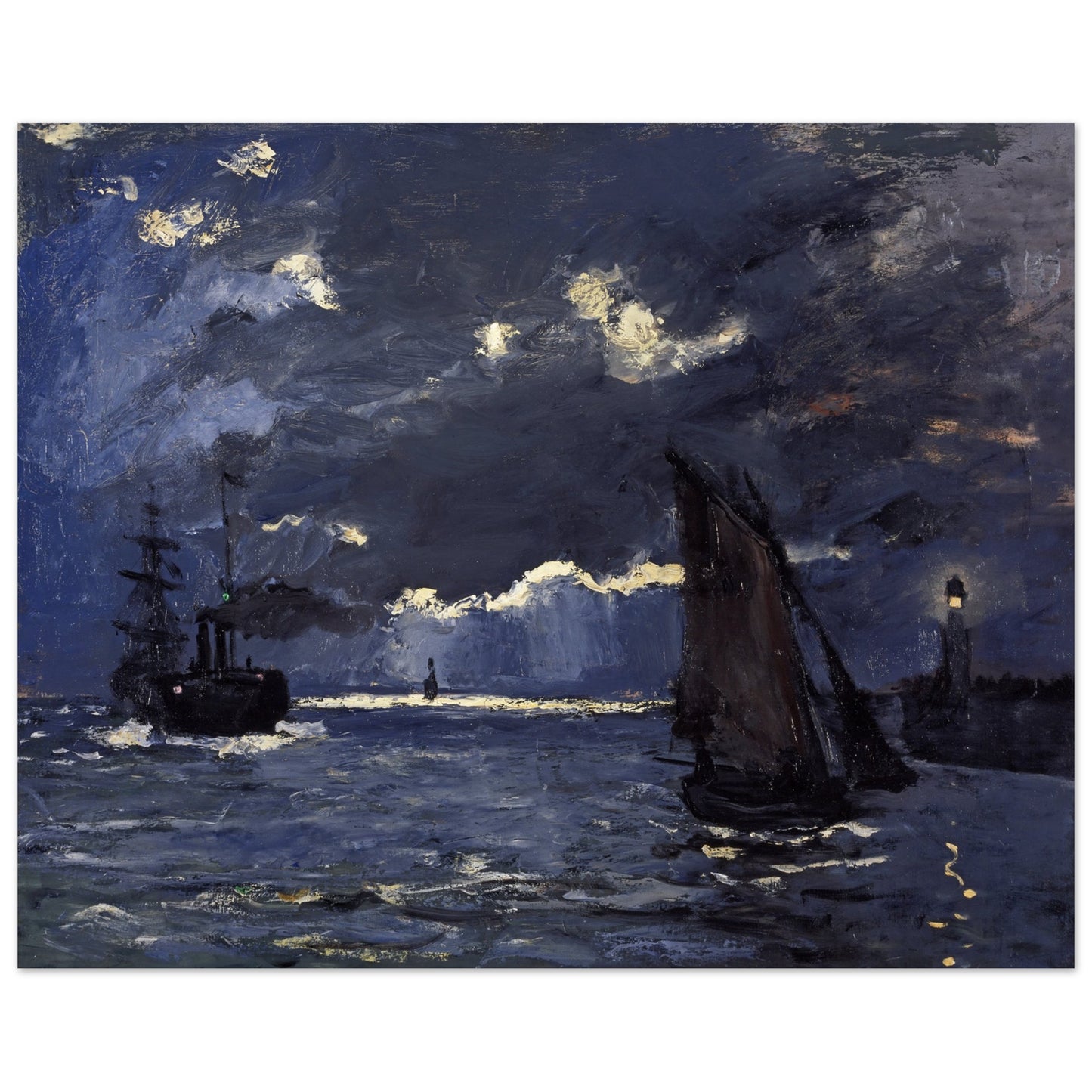 CLAUDE MONET - A SEASCAPE SHIPPING BY MOONLIGHT (1864) - PREMIUM MATTE POSTER