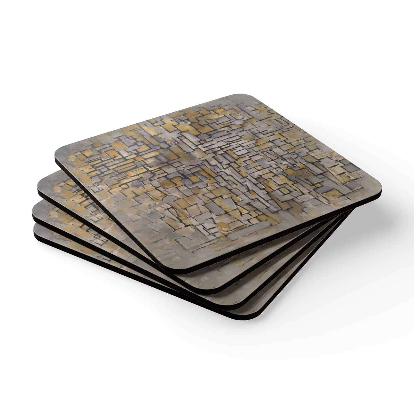 PIET MONDRIAN - TABLEAU No. 2, COMPOSITION No. VII - CORKWOOD COASTER SET