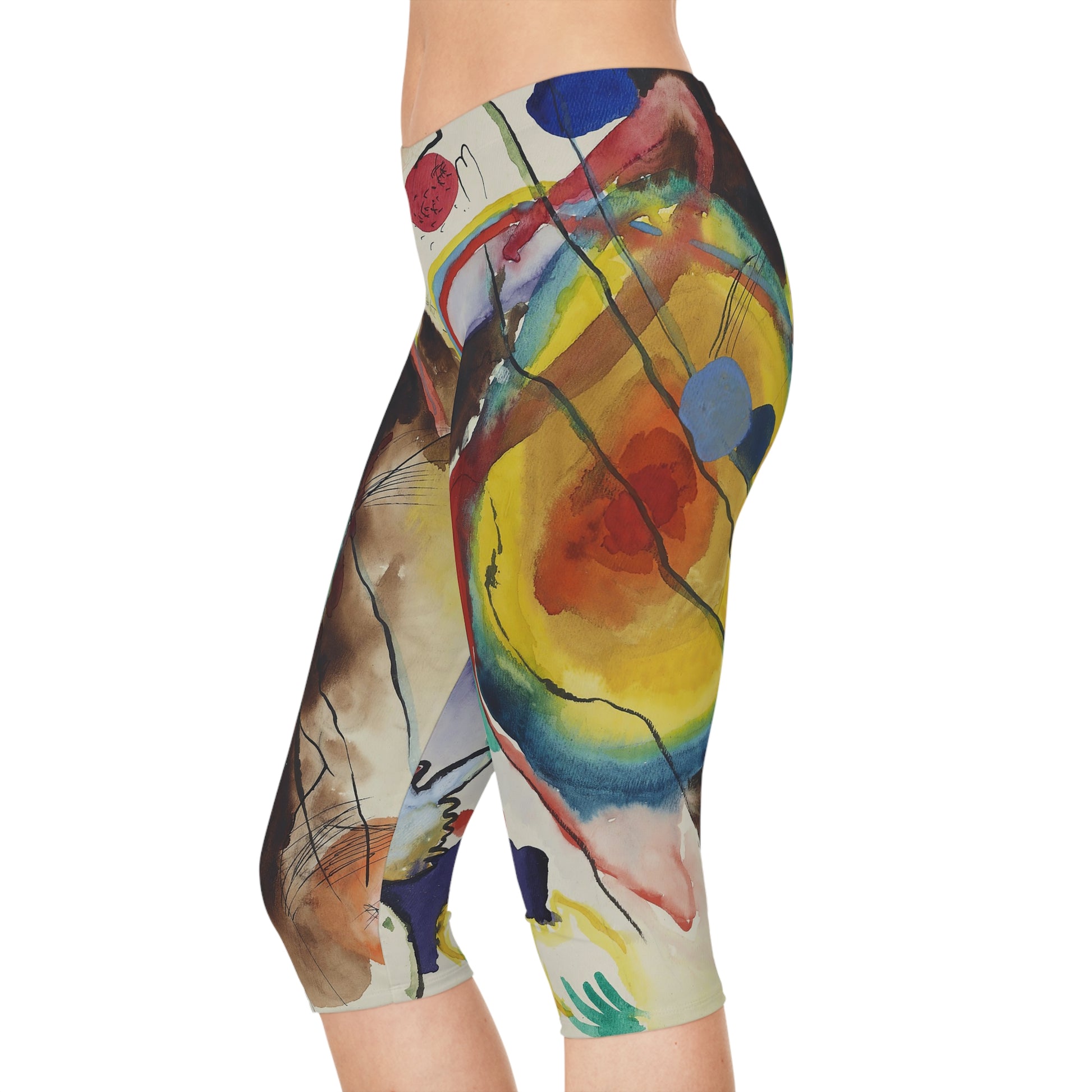 a woman's leggings with a painting on it