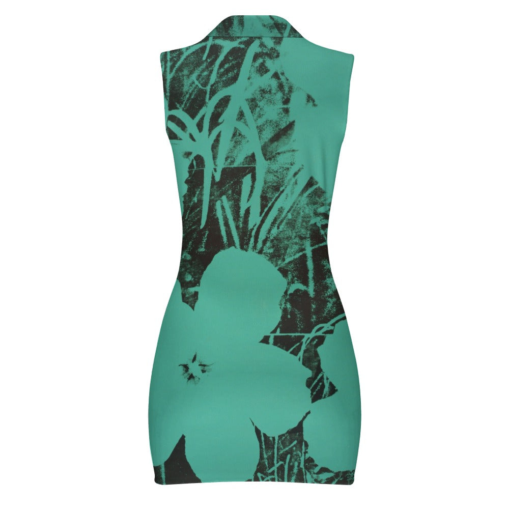 ANDY WARHOL - FLOWERS - SHORT SLEEVE DRESS WITH A ZIPPER