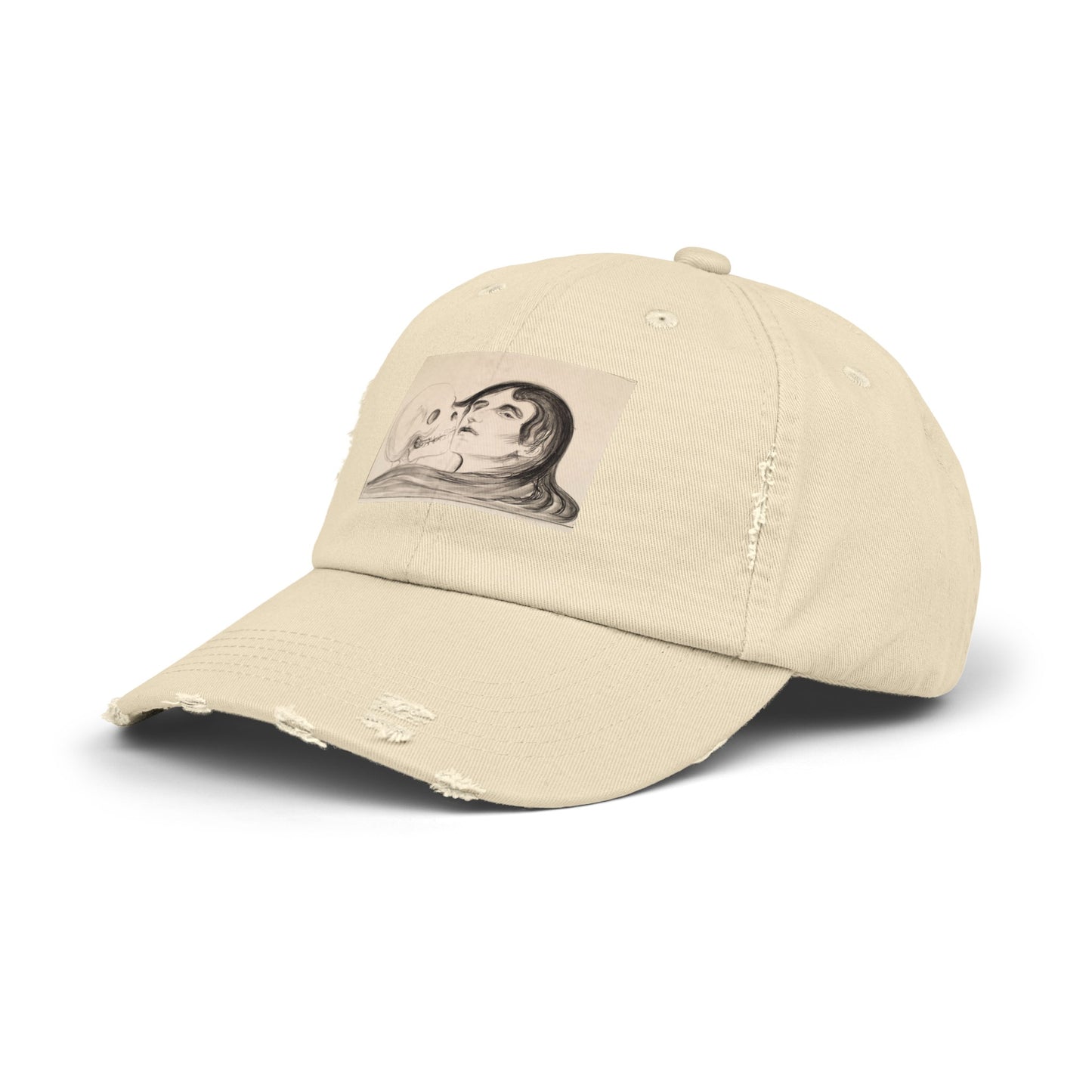 a baseball cap with a picture of a man on it