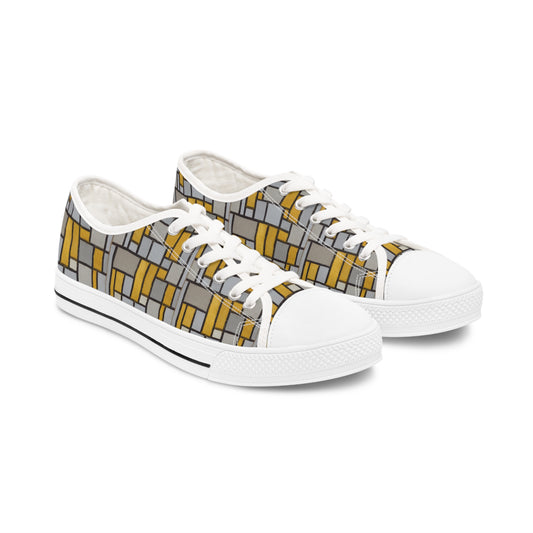 PIET MONDRIAN - COMPOSITION WITH GRID No. 1 - LOW TOP ART SNEAKERS FOR HER