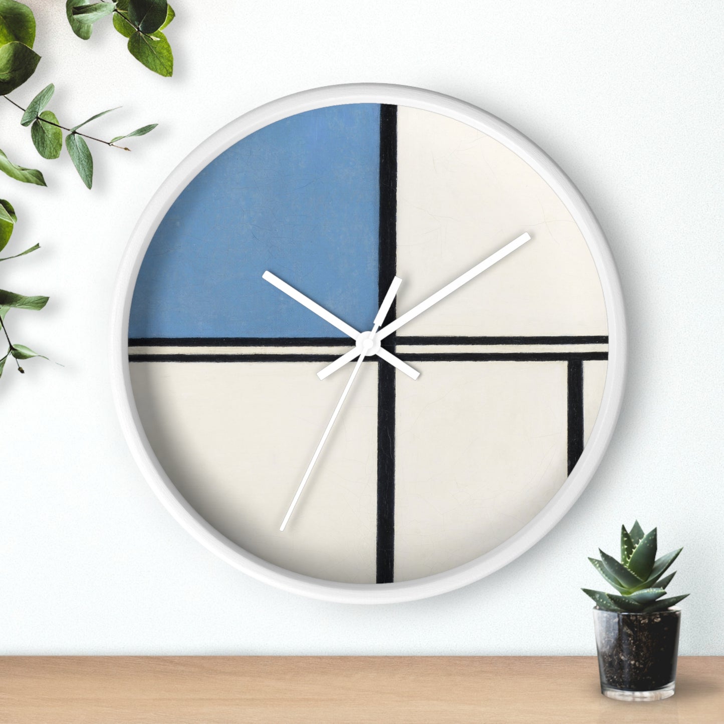 PIET MONDRIAN - COMPOSITION WITH BLUE AND RED - WOODEN WALL ART CLOCK