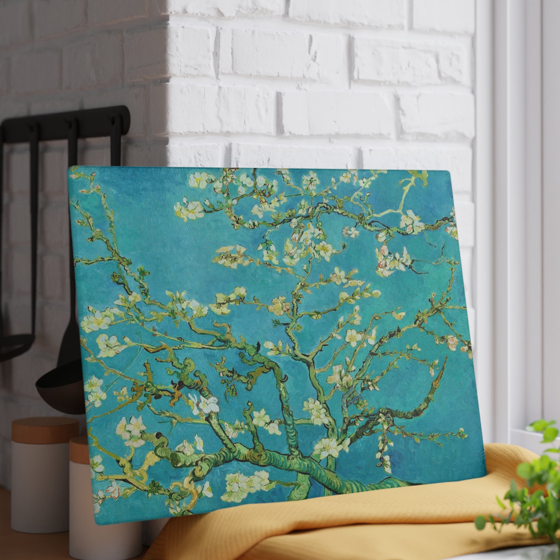 VINCENT VAN GOGH - ALMOND BLOSSOMS - ART GLASS CUTTING BOARD