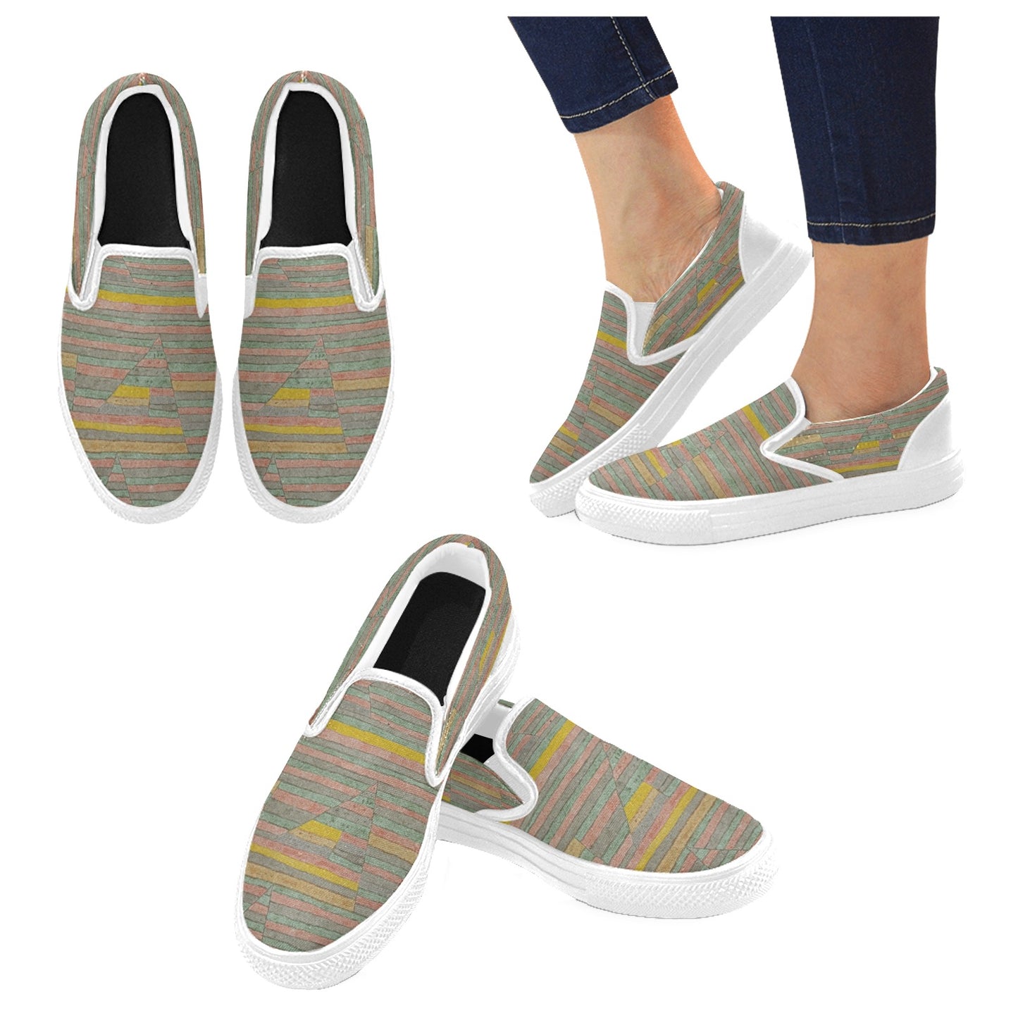 a pair of women's slip on shoes with a pattern