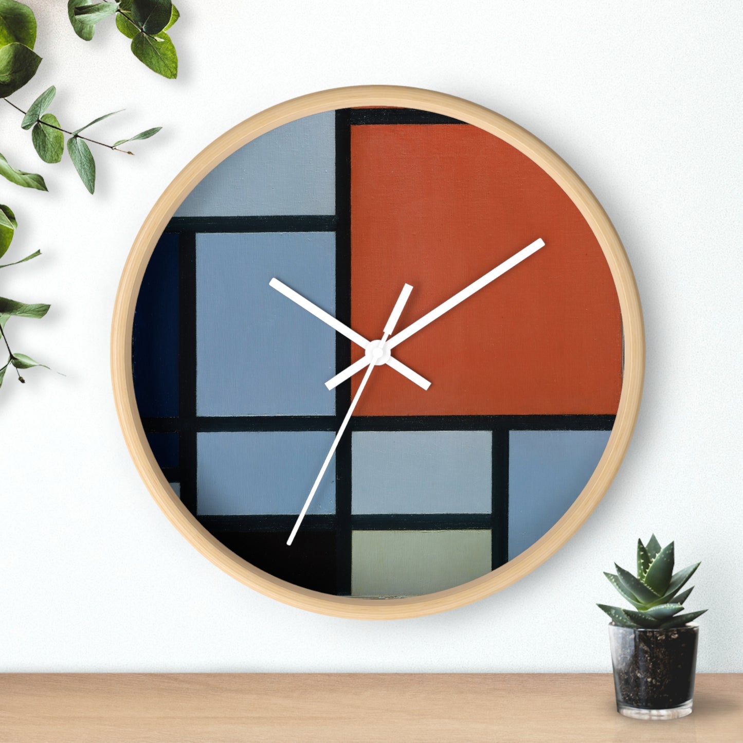 PIET MONDRIAN - COMPOSITION - WOODEN ART WALL CLOCK