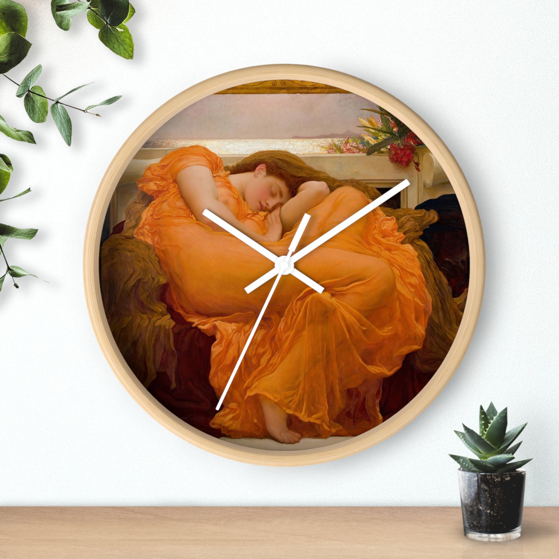 FREDERIC LEIGHTON - FLAMING JUNE - WOODEN WALL ART CLOCK