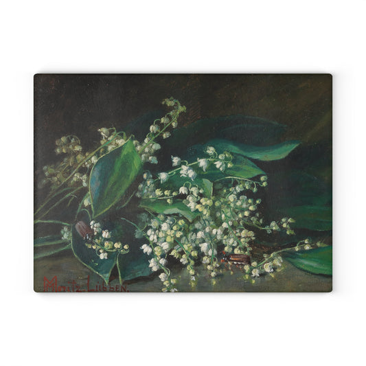 MARIE ELIZABETH MORITZ-LUBEN - LILIES OF THE VALLEY - ART GLASS CUTTING BOARD