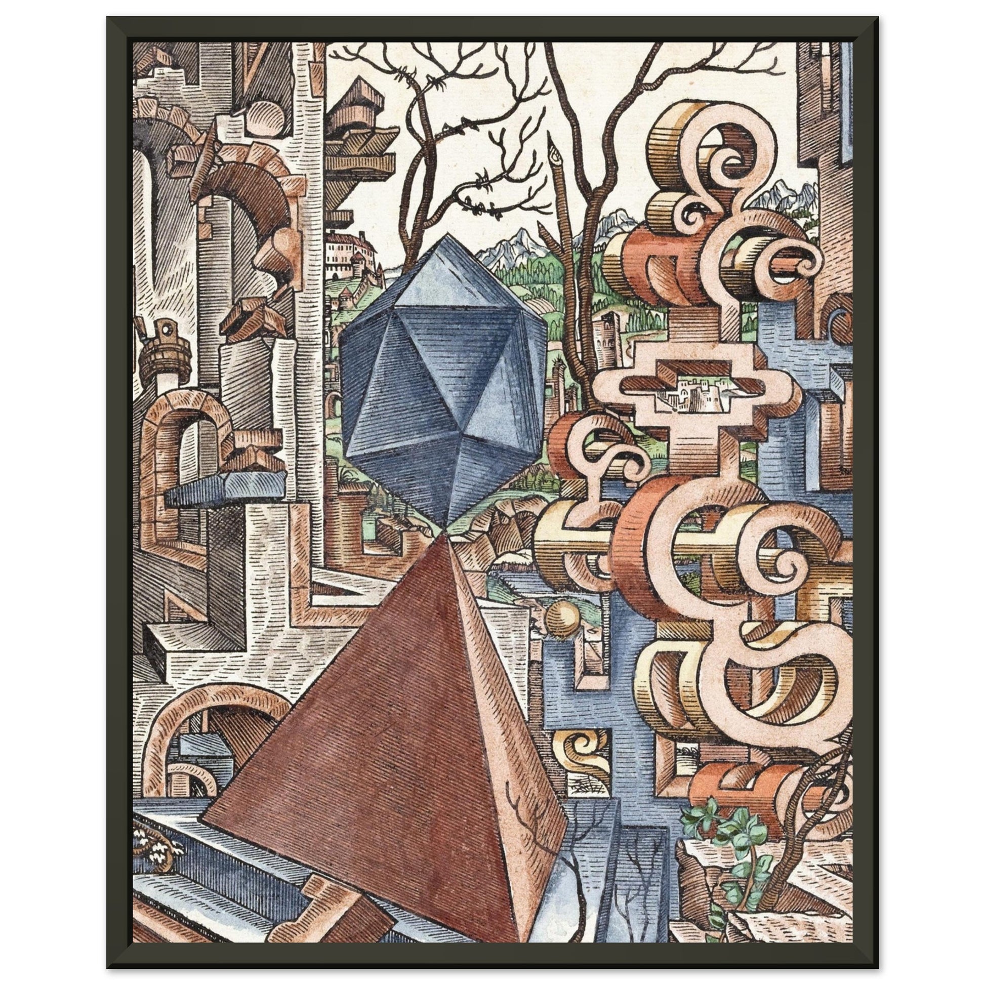 LORENZ STOER - GEOMETRIA et PERSPECTIVA Pl 02 (1567) - MATTE POSTER IN METAL FRAME