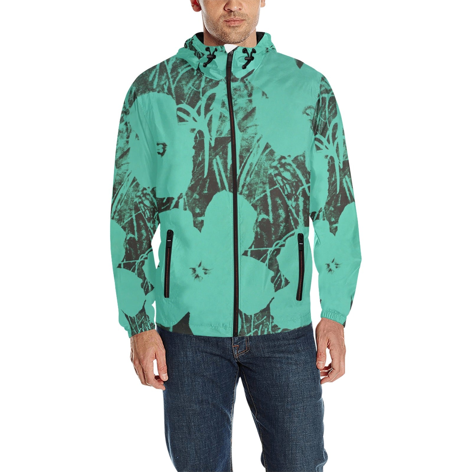 ANDY WARHOL - FLOWERS - MEN'S QUILTED WINDBREAKER - AWESOME