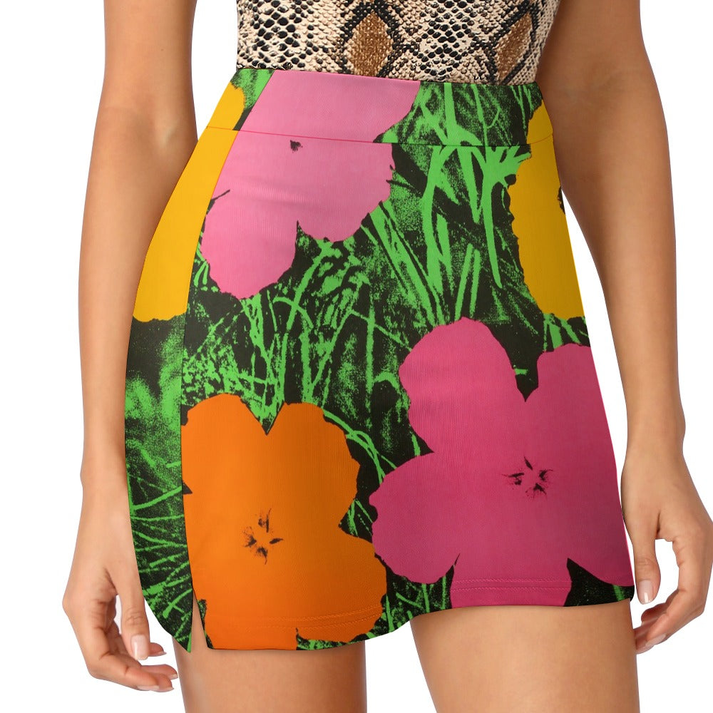 ANDY WARHOL - FLOWERS - SKORT WITH A POCKET FOR A CELL PHONE