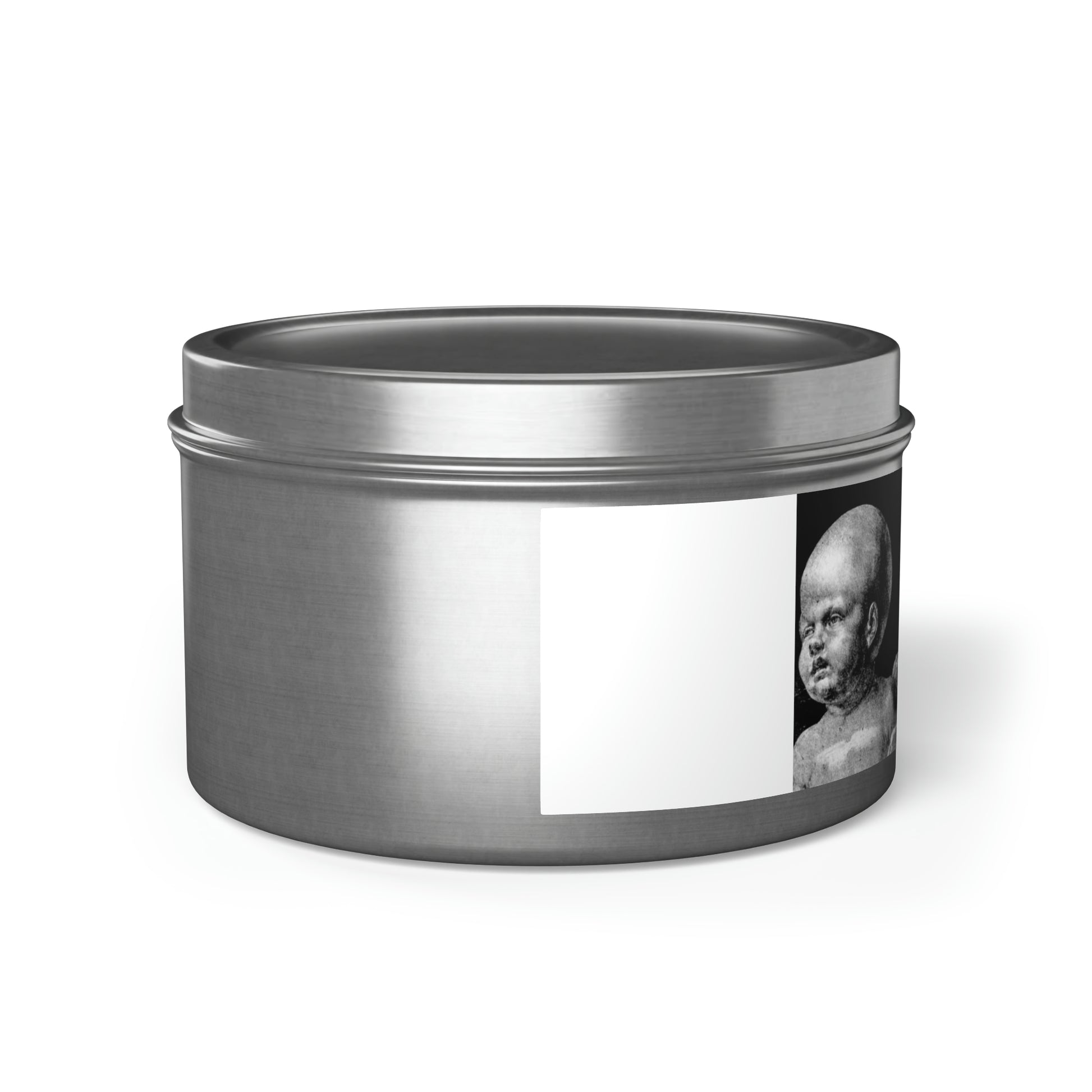 a tin with a picture of a man on it