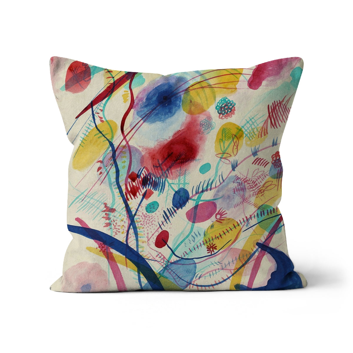 a pillow with a colorful painting on it