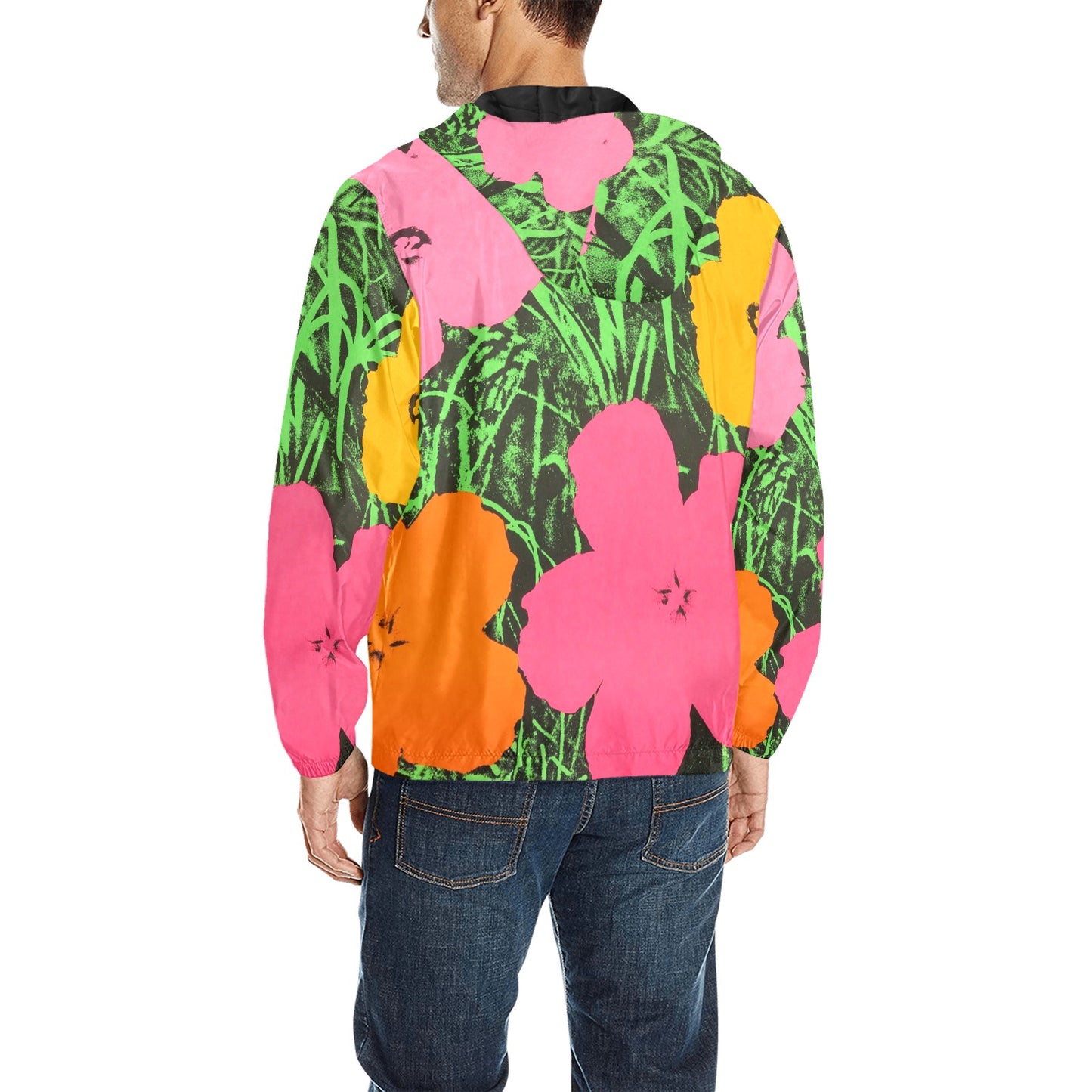 ANDY WARHOL - FLOWERS - MEN'S QUILTED WINDBREAKER - AWESOME