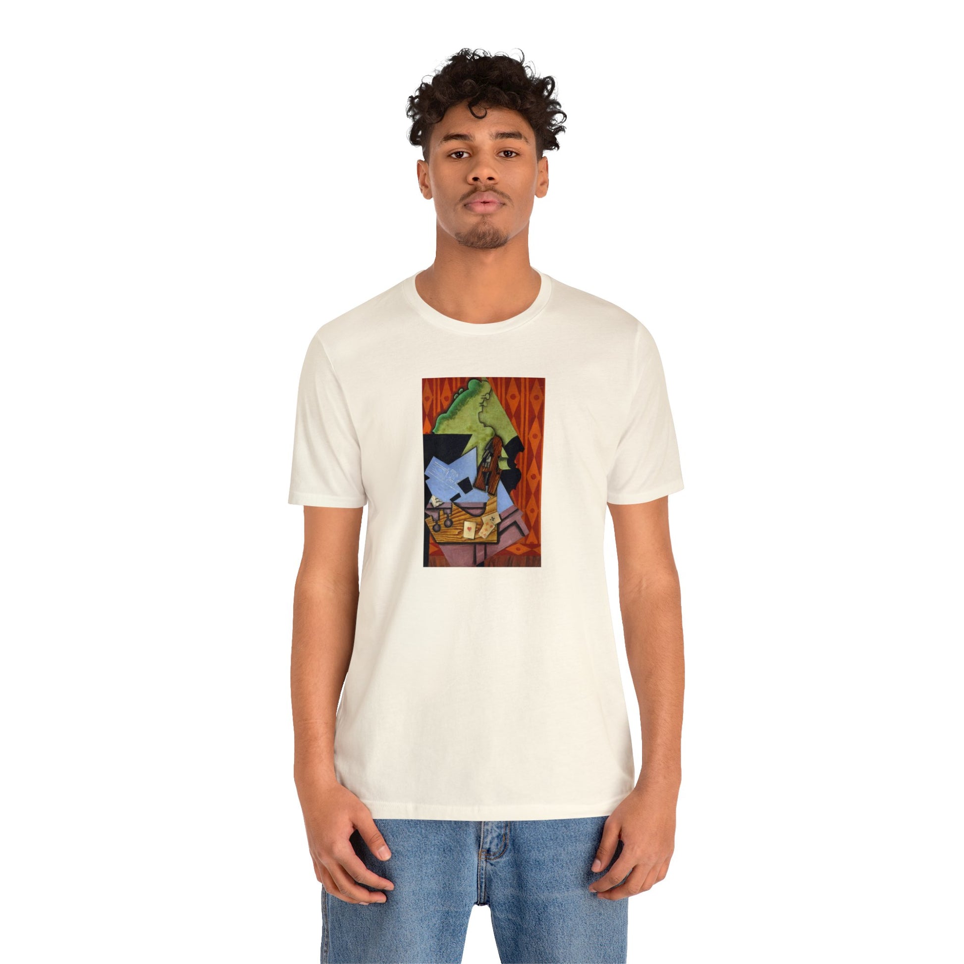 JUAN GRIS - VIOLIN AND PLAYING CARDS ON A TABLE - UNISEX JERSEY T-SHIRT