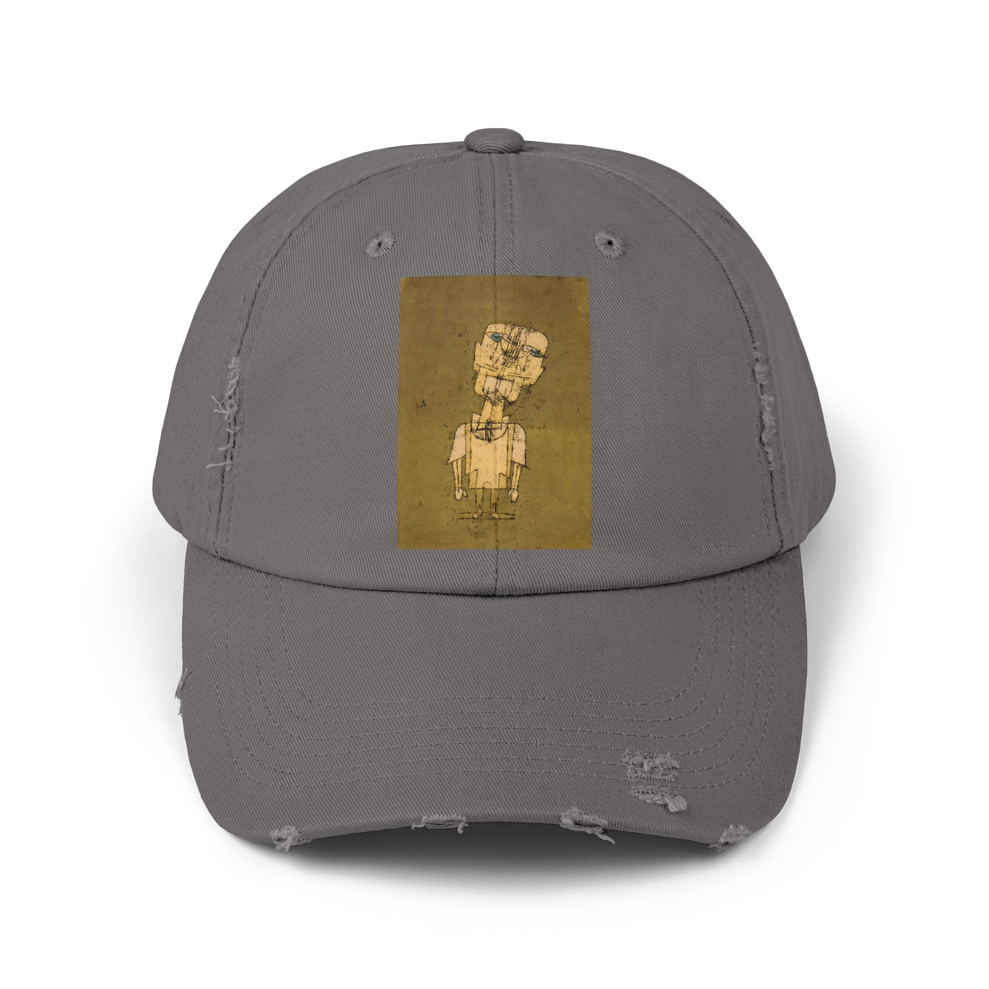 a baseball cap with a picture of a man on it