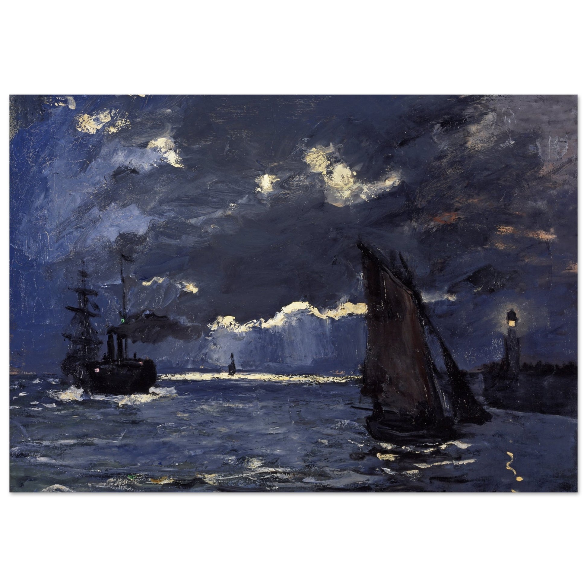 CLAUDE MONET - A SEASCAPE SHIPPING BY MOONLIGHT (1864) - PREMIUM MATTE POSTER