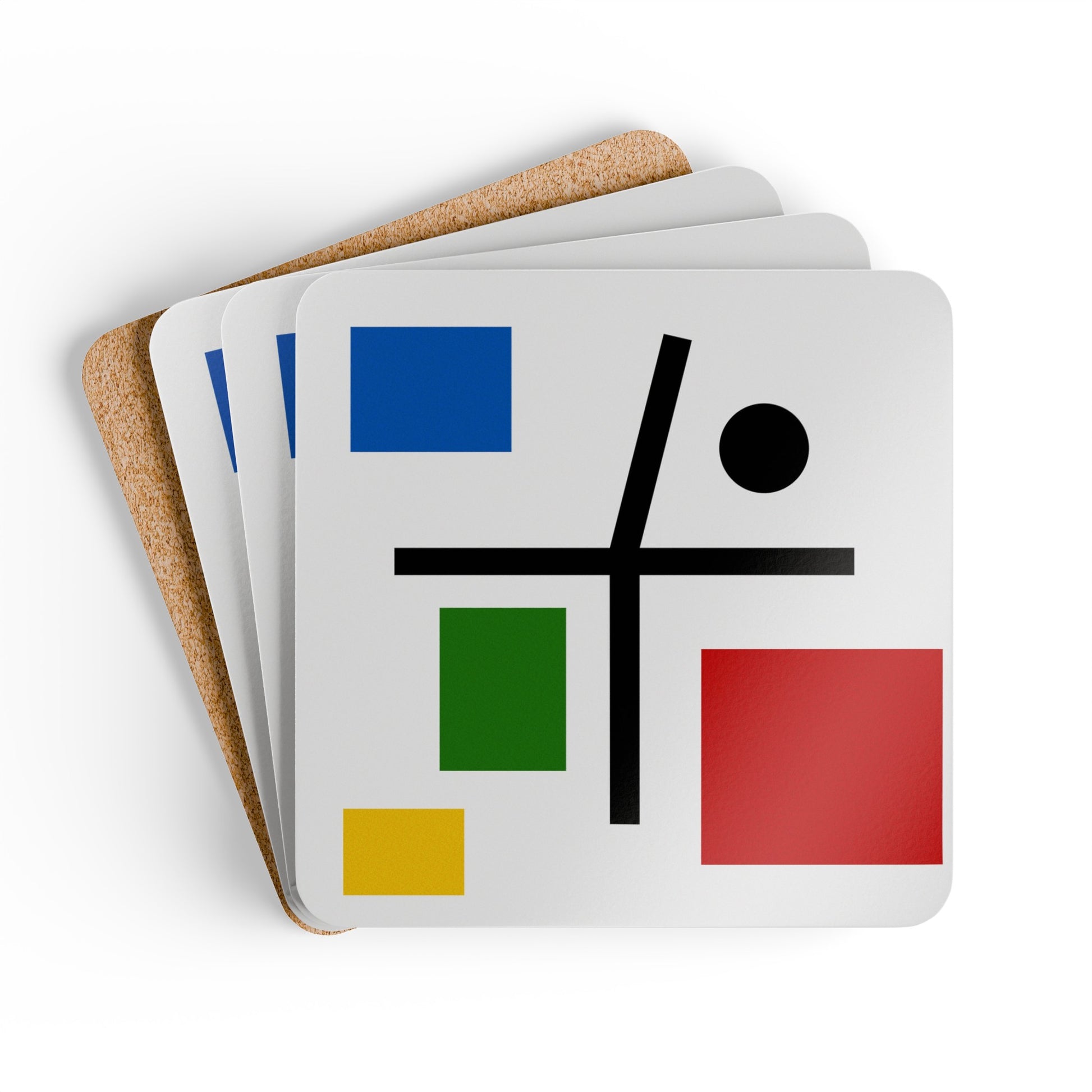 MYRIAM THYES -  COMPOSITION WITH BROKEN CROSS - CORKWOOD COASTER SET