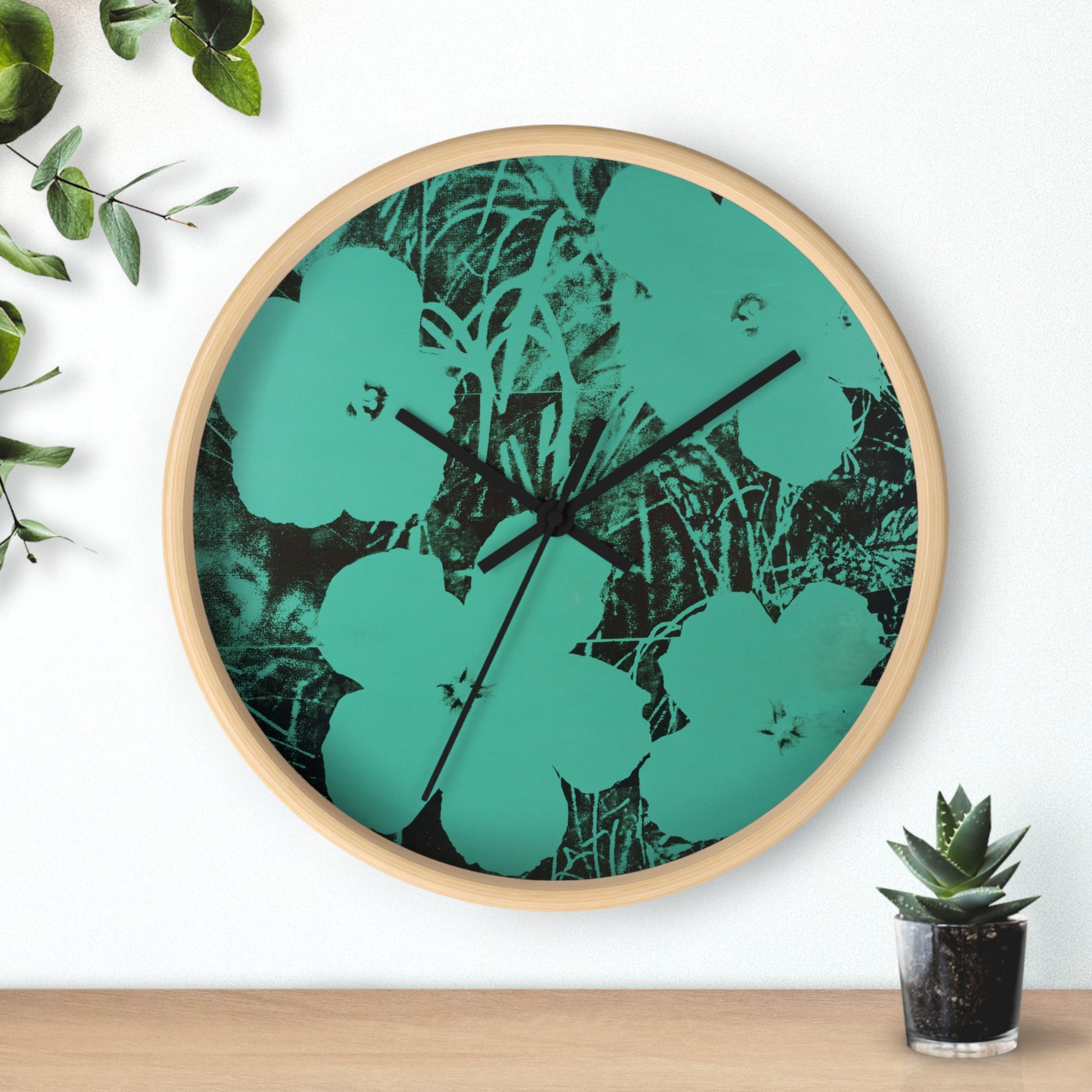 ANDY WARHOL - TEN-FOOT FLOWERS - WOODEN WALL ART CLOCK