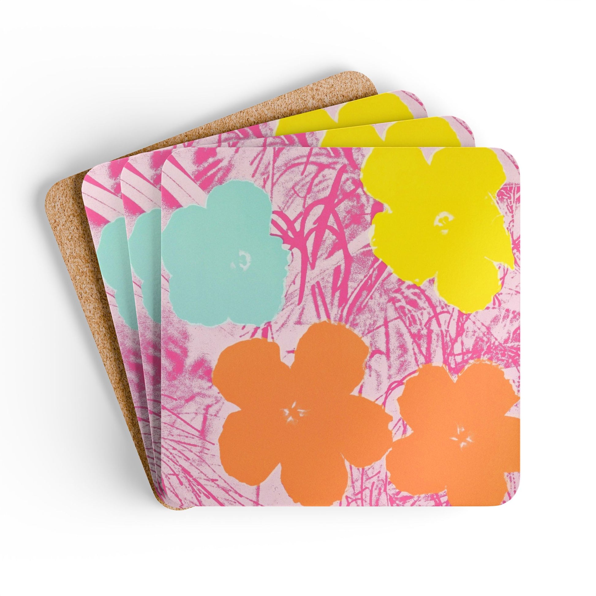 ANDY WARHOL - FLOWERS - CORKWOOD COASTER SET (HOME DECOR)