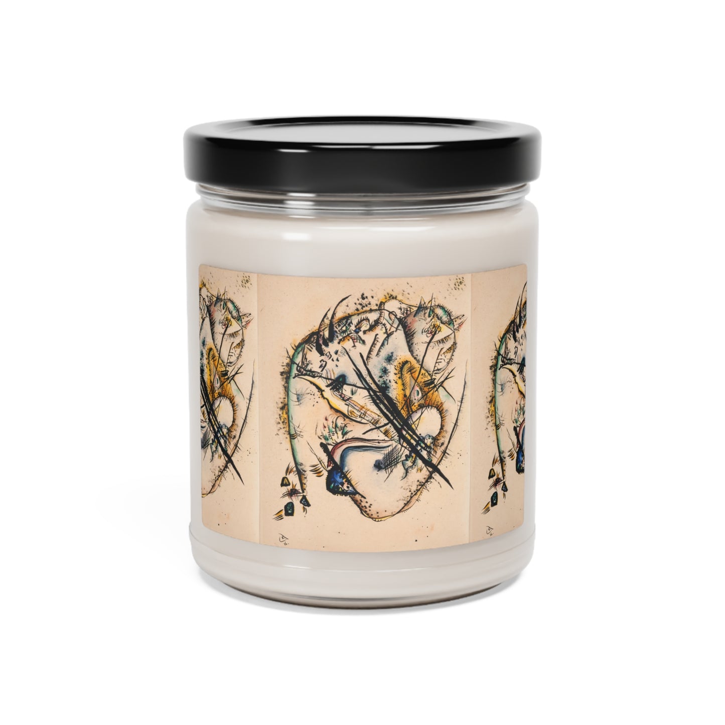 a candle with a picture of a bird on it