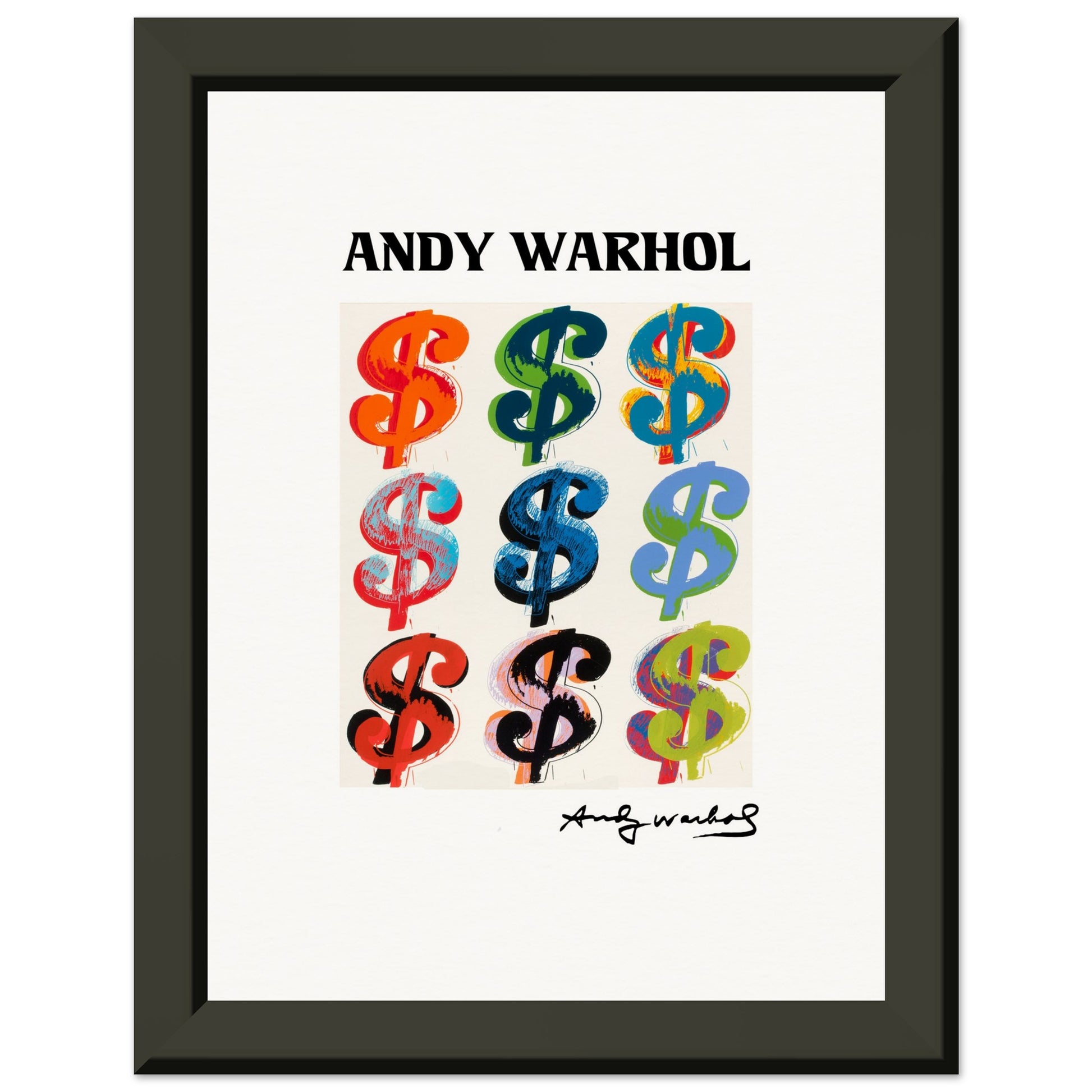 ANDY WARHOL - DOLLAR SIGN - MUSEUM MATTE POSTER IN METAL FRAME