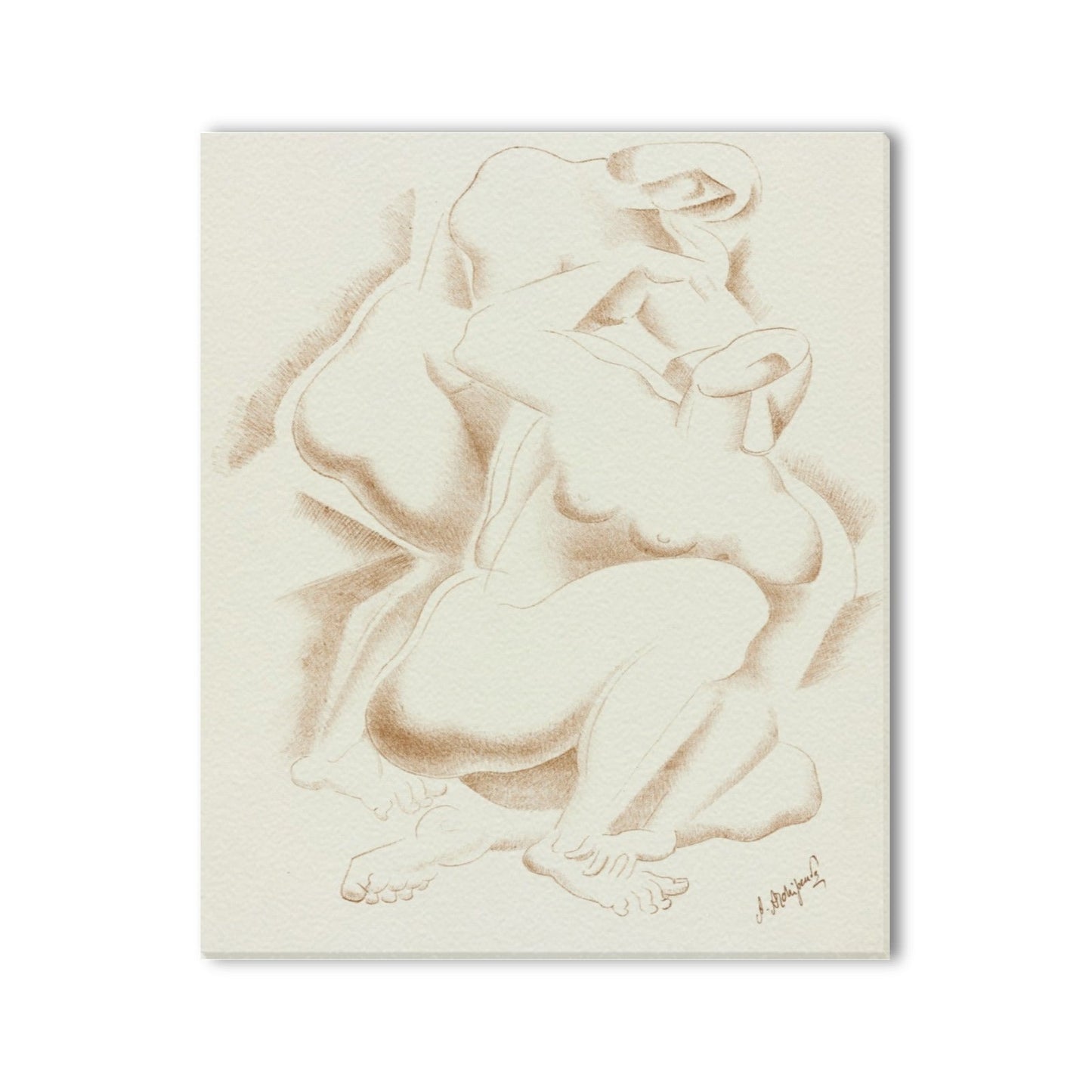AFTER RODIN - ABSTRACT NUDE - WRAPPED CANVAS PRINT 20" x 24"
