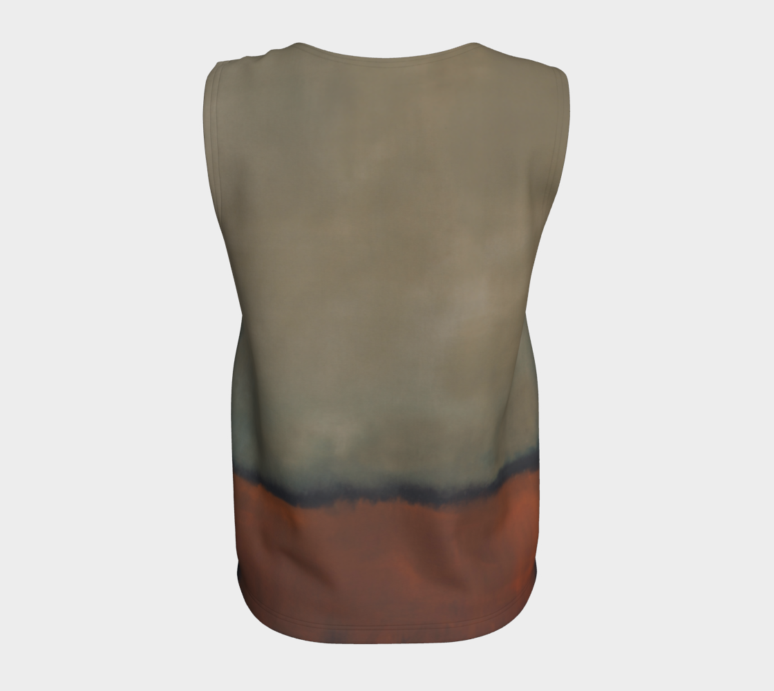 a tank top with a brown and blue design on it