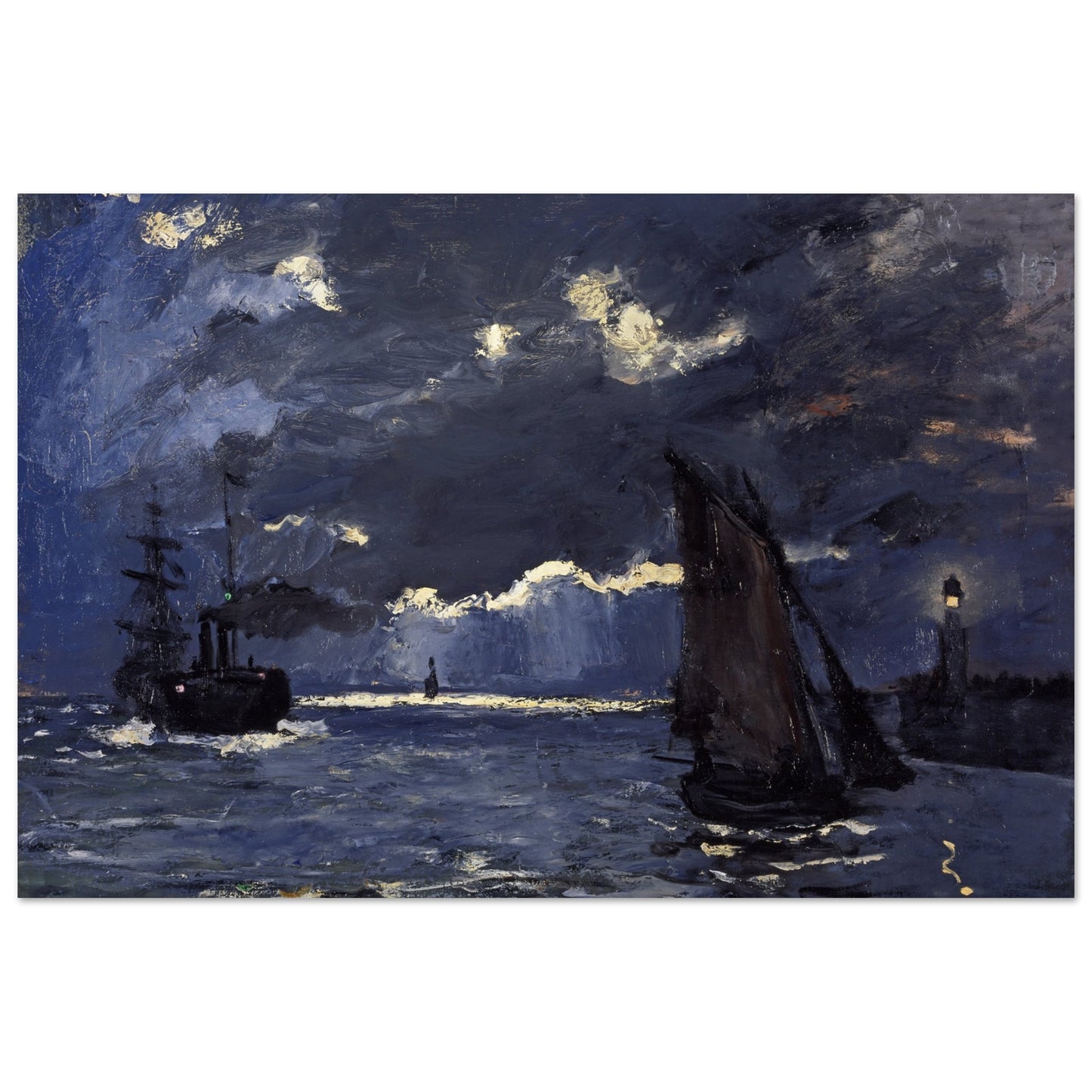 CLAUDE MONET - A SEASCAPE SHIPPING BY MOONLIGHT (1864) - PREMIUM MATTE POSTER