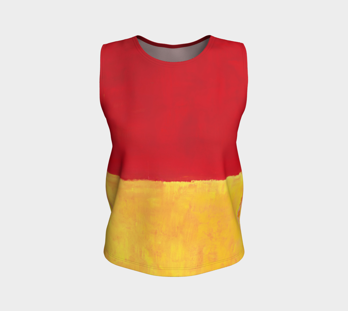 a women's tank top with a yellow and red ombretta