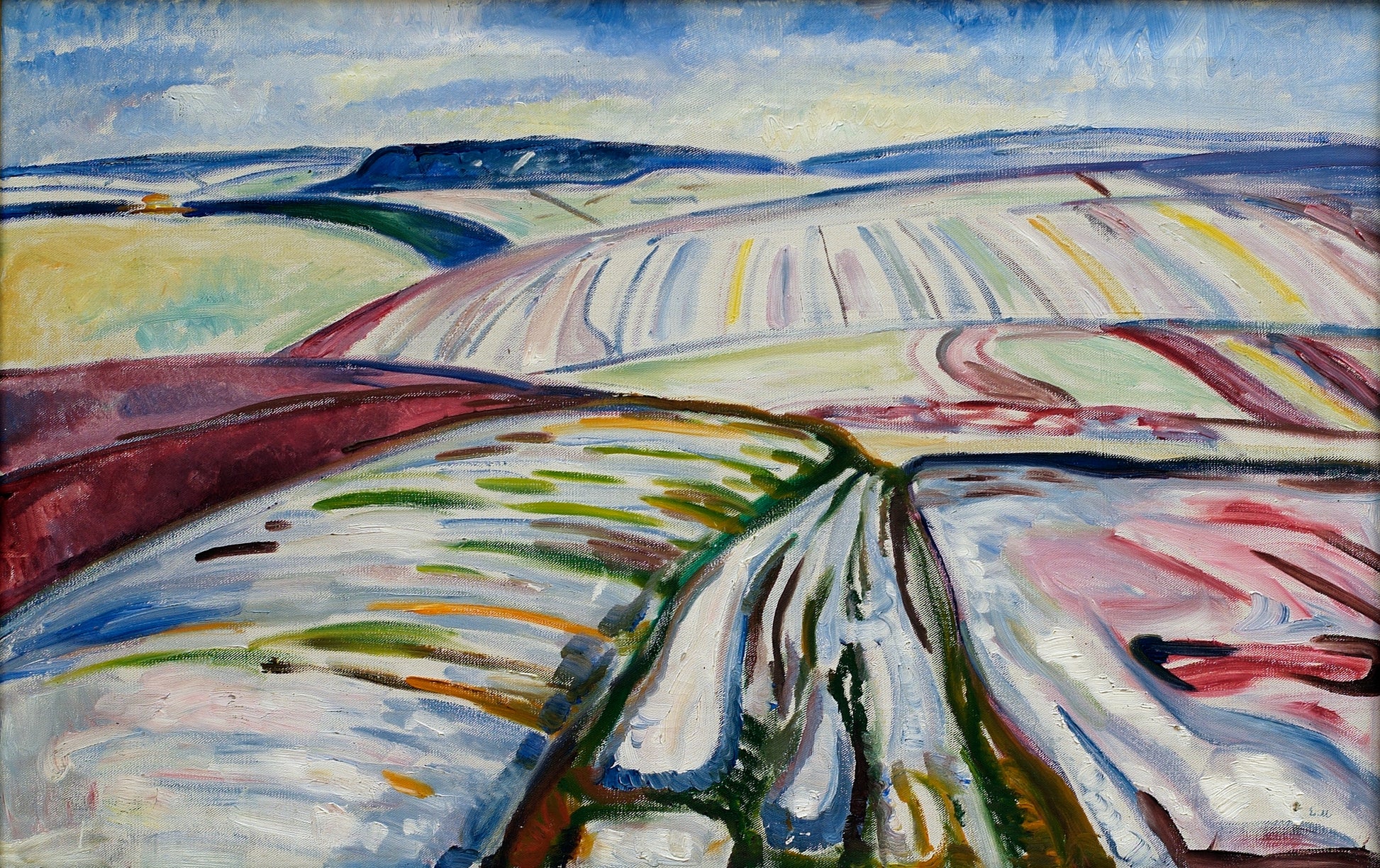 EDVARD MUNCH - FIELD IN SNOW (1907) - CLASSIC MATTE POSTER 