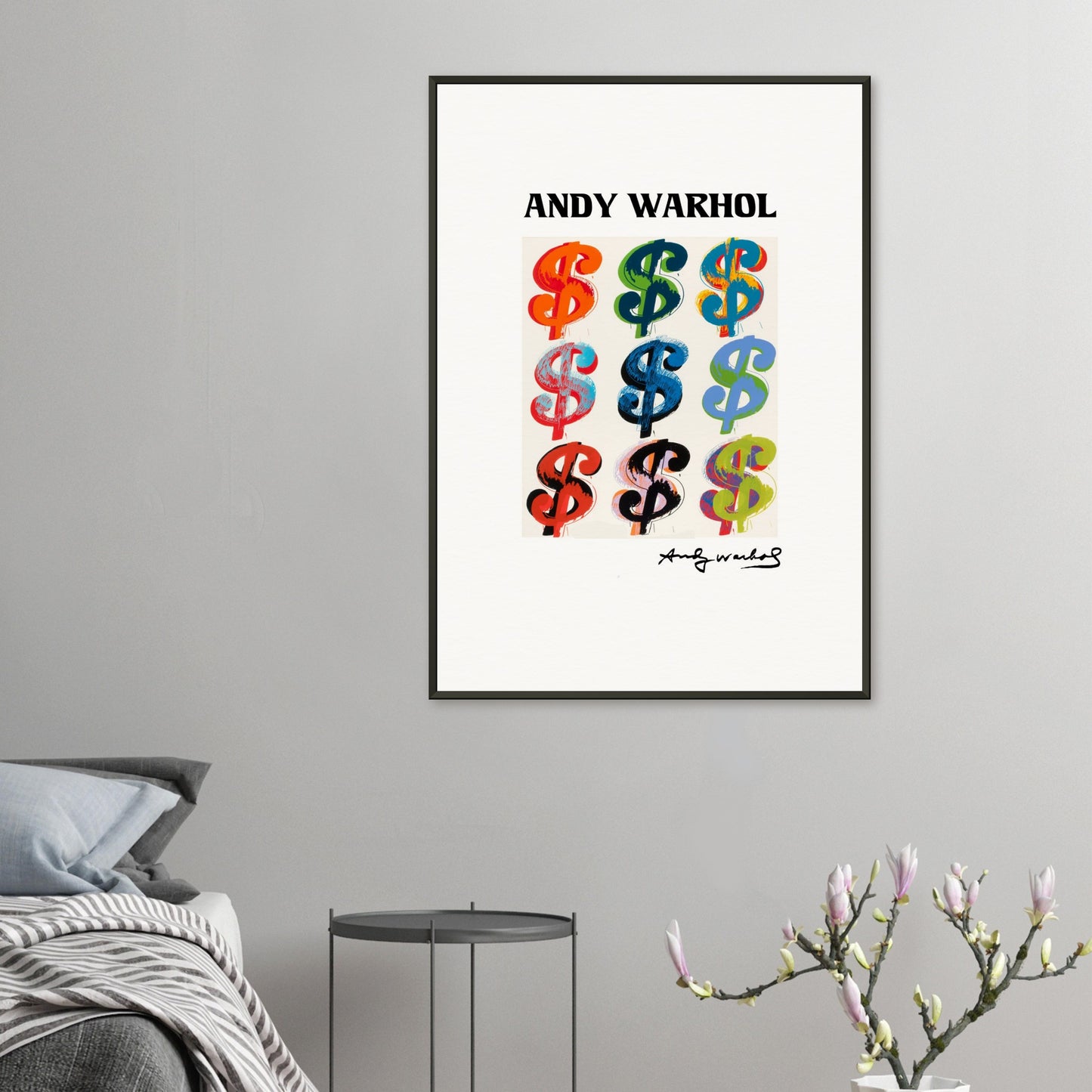 ANDY WARHOL - DOLLAR SIGN - MUSEUM MATTE POSTER IN METAL FRAME