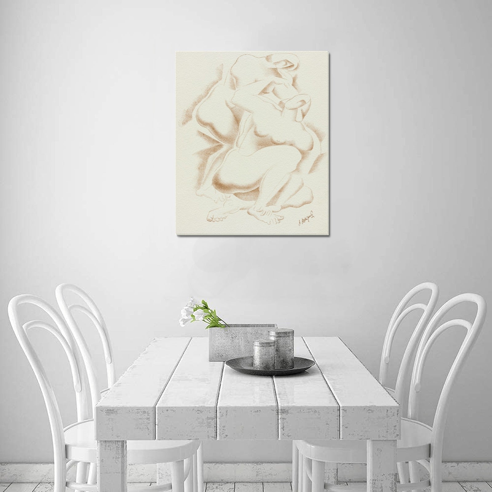 AFTER RODIN - ABSTRACT NUDE - WRAPPED CANVAS PRINT 20" x 24"
